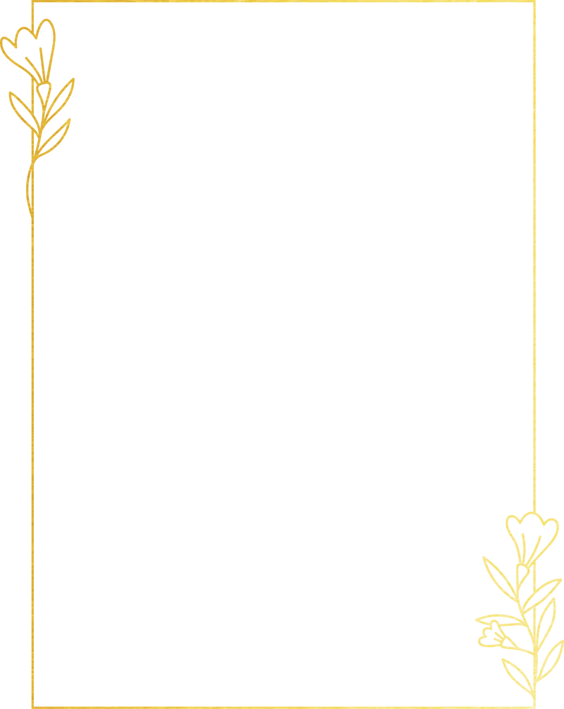 Gold Portrait Ractangle Flower Frame